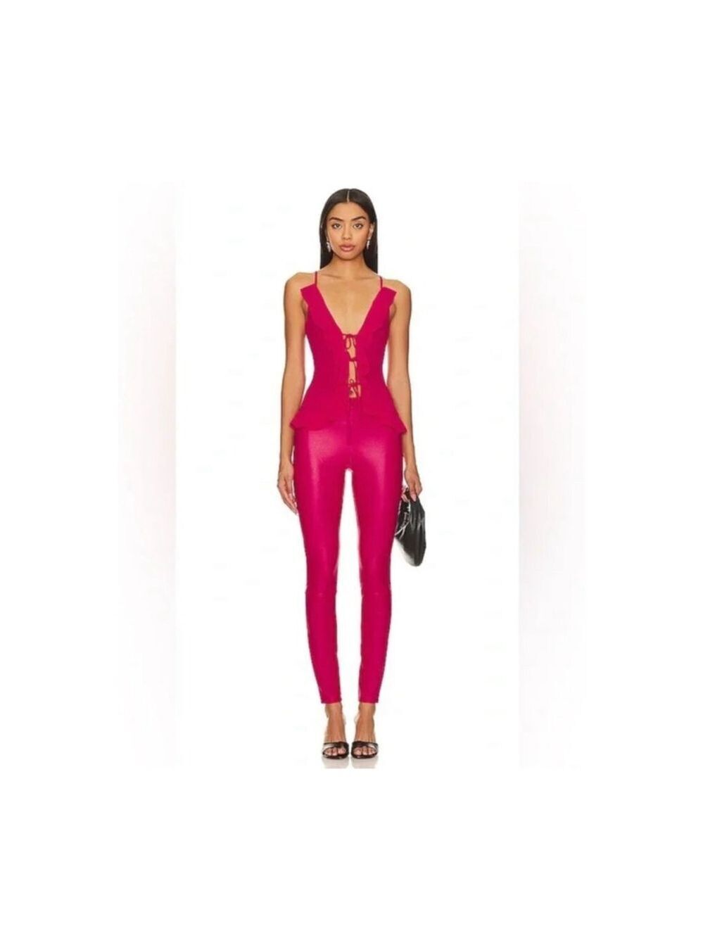 Women's GOOD AMERICAN Pink Faux Leather Leggings XL